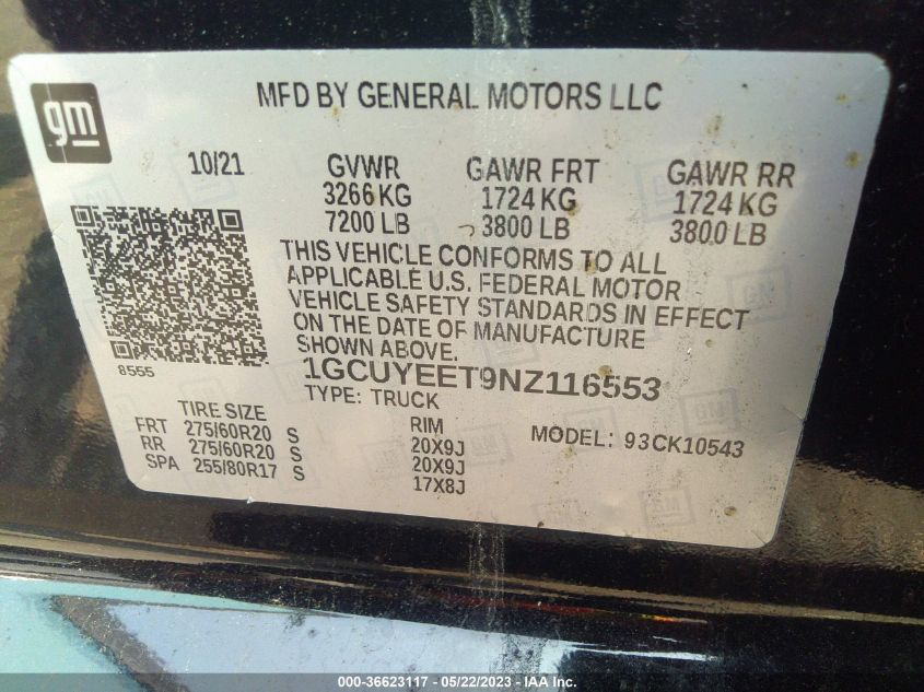 2022 CHEVROLET SILVERADO 1500 LTD RST - 1GCUYEET9NZ116553