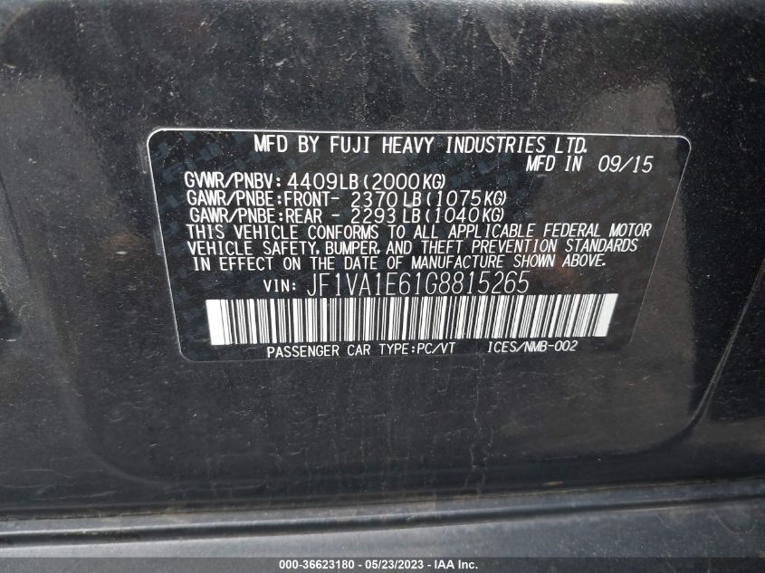 2016 SUBARU WRX PREMIUM - JF1VA1E61G8815265