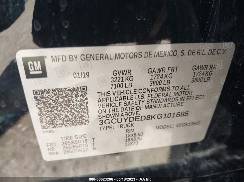 2019 CHEVROLET SILVERADO 1500 LT - 3GCUYDED8KG101685