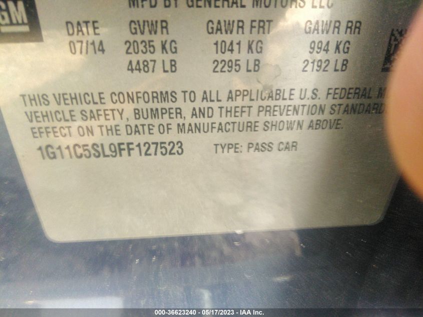 2015 CHEVROLET MALIBU LT - 1G11C5SL9FF127523