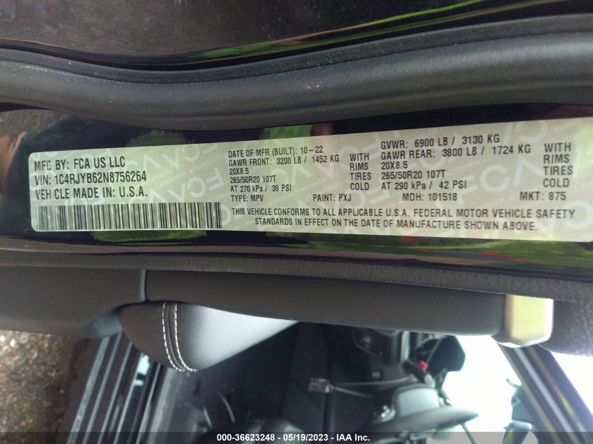 2022 JEEP GRAND CHEROKEE 4XE 1C4RJYB62N8756264