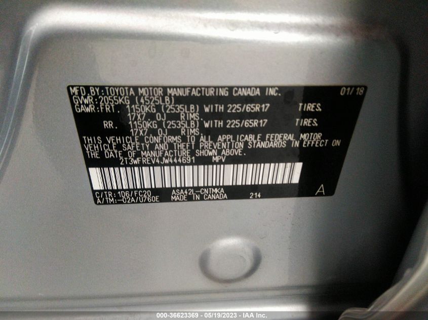 2018 TOYOTA RAV4 XLE - 2T3WFREV4JW444691