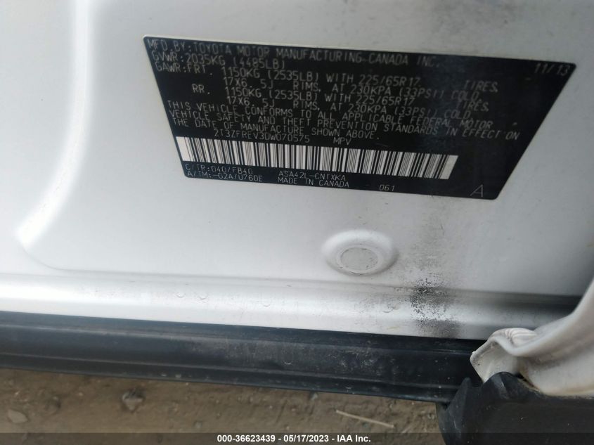 2013 TOYOTA RAV4 LE - 2T3ZFREV3DW070575