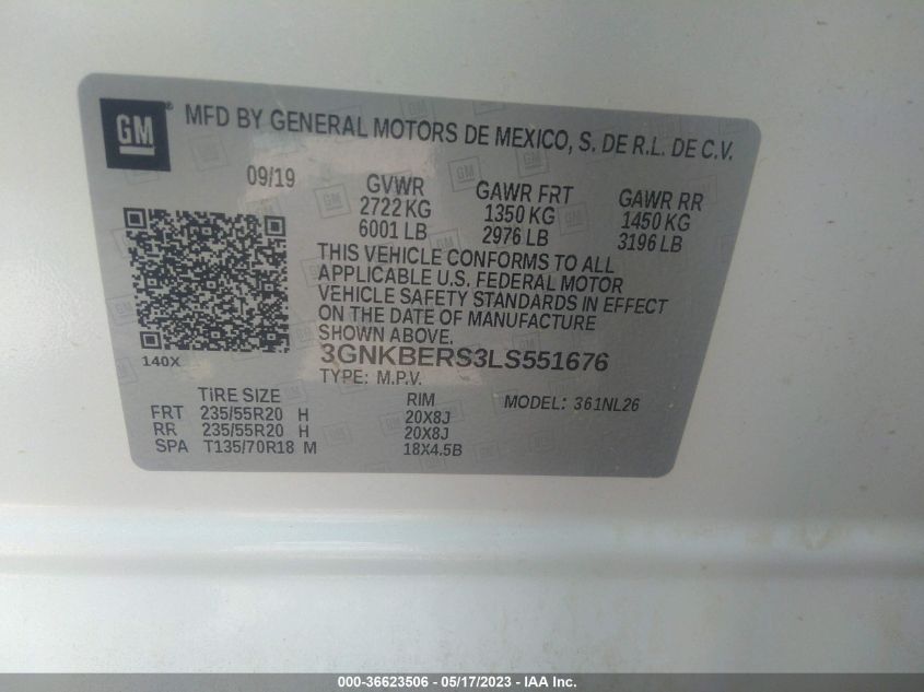 2020 CHEVROLET BLAZER RS - 3GNKBERS3LS551676