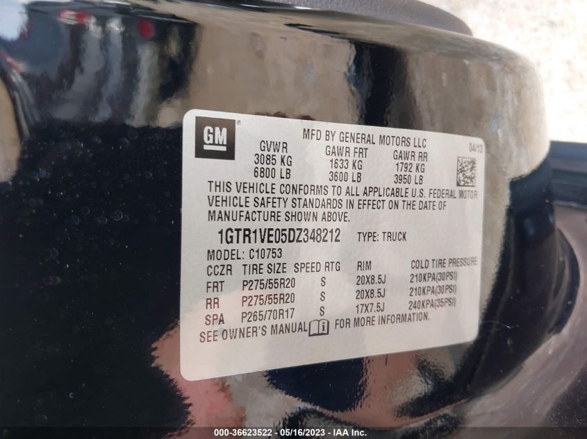 2013 GMC SIERRA 1500 SLE - 1GTR1VE05DZ348212