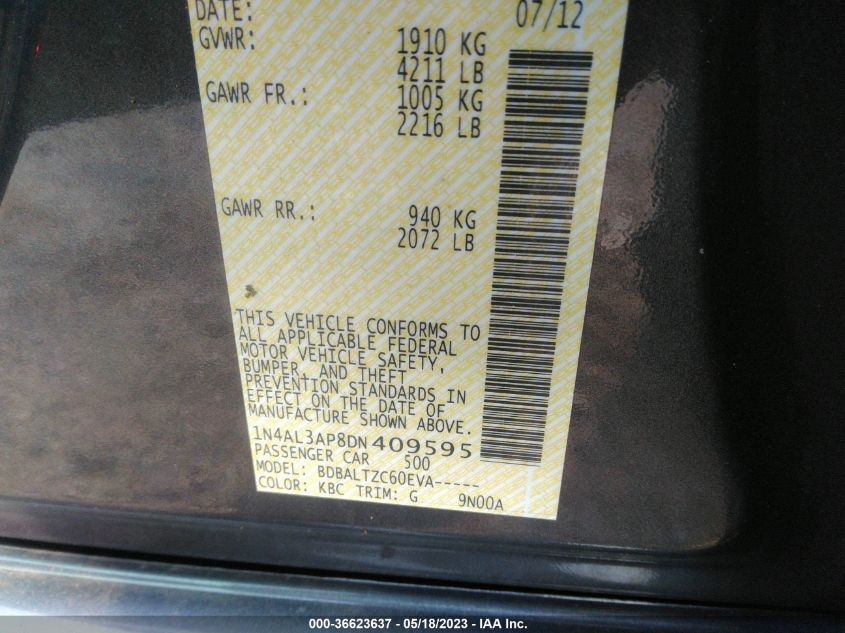2013 NISSAN ALTIMA 2.5 SV - 1N4AL3AP8DN409595