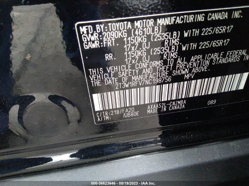 2022 TOYOTA RAV4 XLE - 2T3W1RFV7NC198756