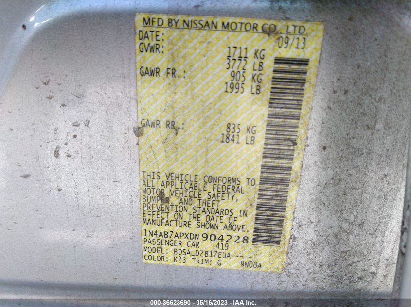 2013 NISSAN SENTRA SV - 1N4AB7APXDN904228