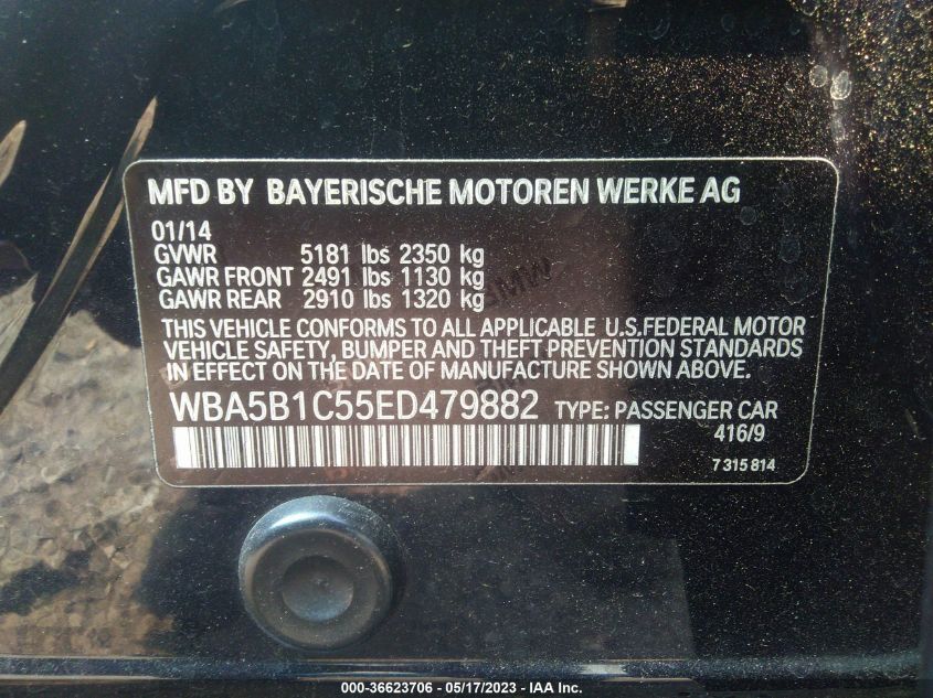 2014 BMW 5 SERIES 535I - WBA5B1C55ED479882