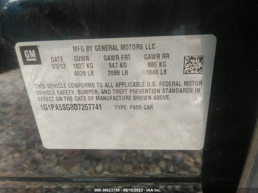 2013 CHEVROLET CRUZE LS - 1G1PA5SG8D7257741