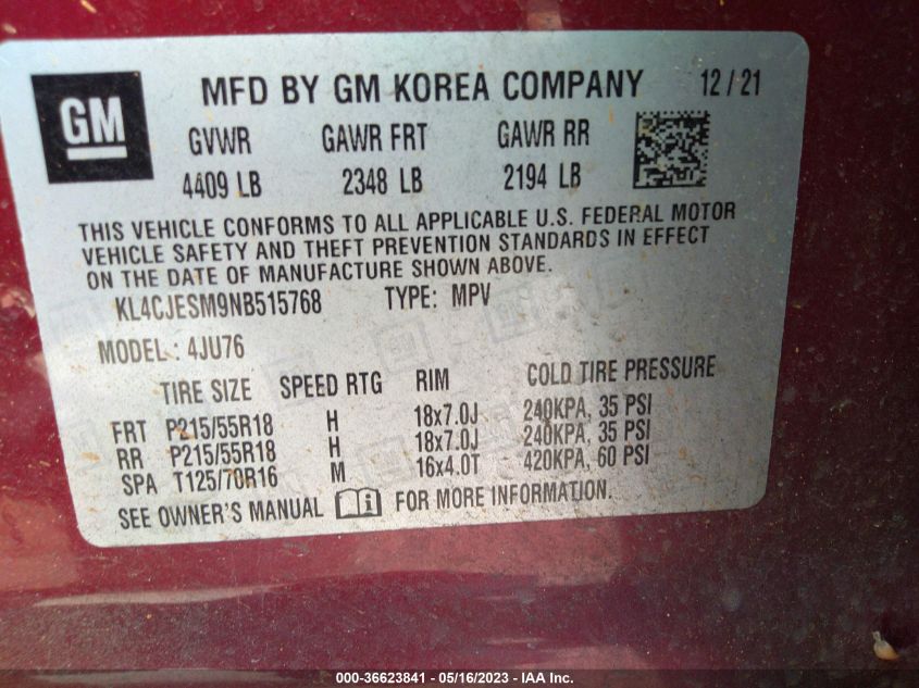 2022 BUICK ENCORE PREFERRED - KL4CJESM9NB515768