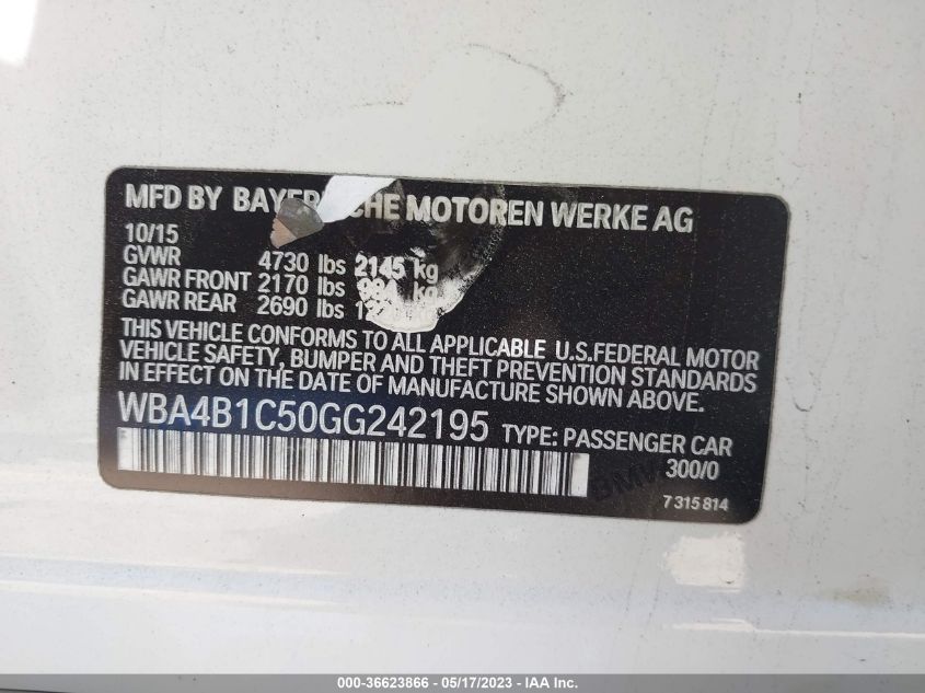 2016 BMW 4 SERIES 435I - WBA4B1C50GG242195