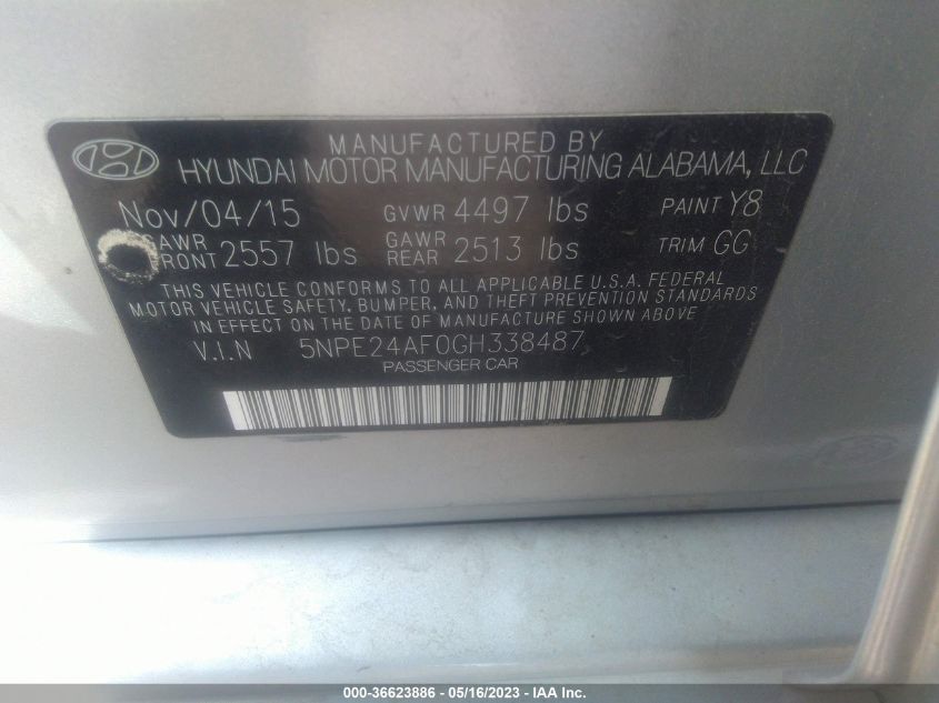 2016 HYUNDAI SONATA 2.4L SE - 5NPE24AF0GH338487