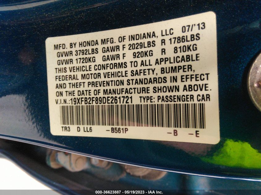 2013 HONDA CIVIC SDN EX - 19XFB2F89DE261721