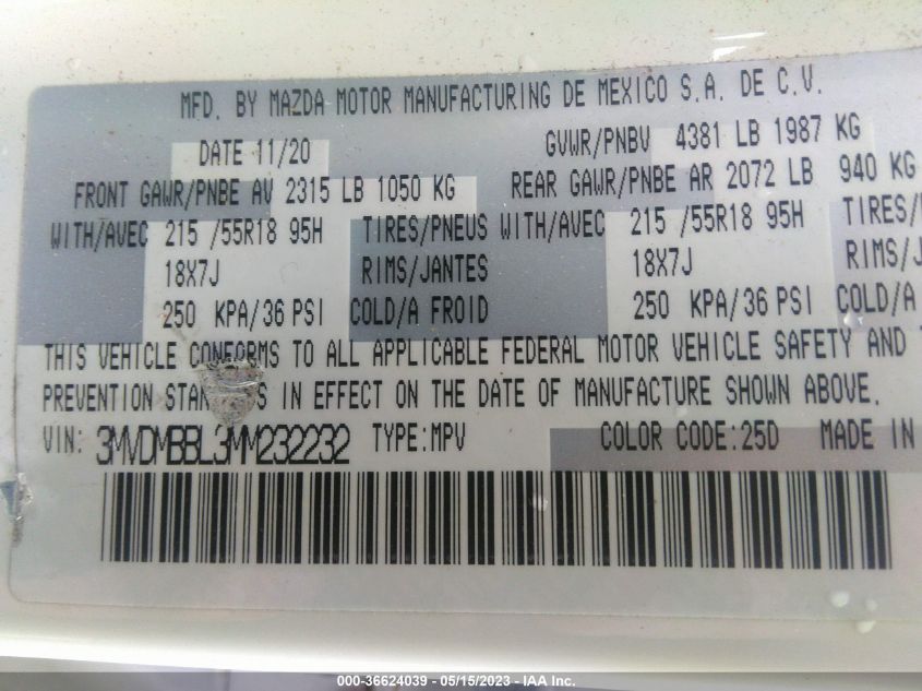 2021 MAZDA CX-30 SELECT - 3MVDMBBL3MM232232