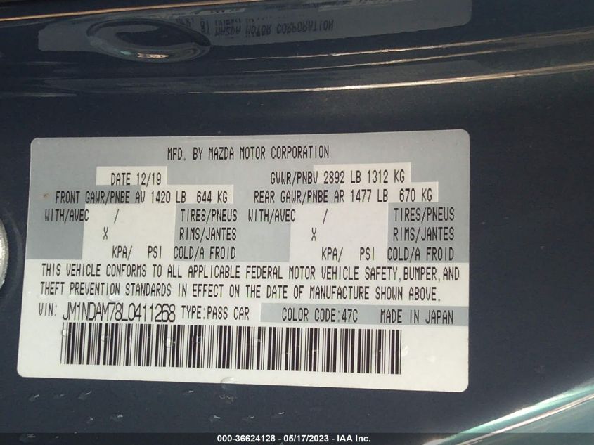 2020 MAZDA MX-5 MIATA RF GRAND TOURING - JM1NDAM78L0411268