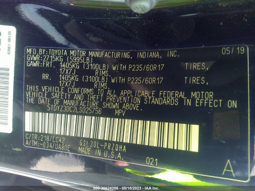 2020 TOYOTA SIENNA XLE AUTO ACCESS - 5TDYZ3DC2LS025756