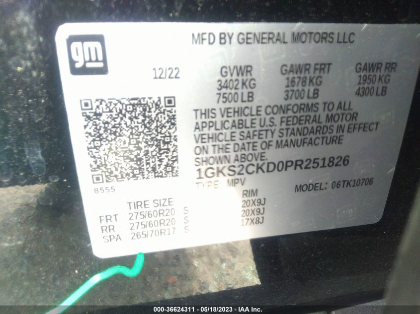 2023 GMC YUKON AT4 - 1GKS2CKD0PR251826