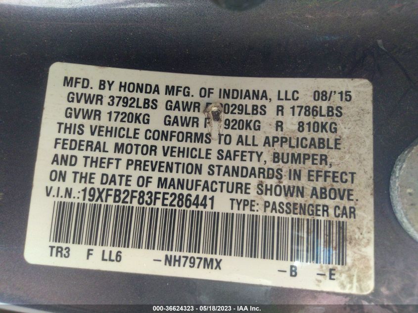 2015 HONDA CIVIC EX - 19XFB2F83FE286441
