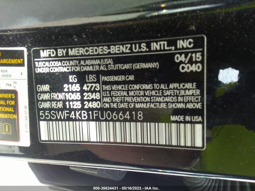 2015 MERCEDES-BENZ C-CLASS C 300 - 55SWF4KB1FU066418