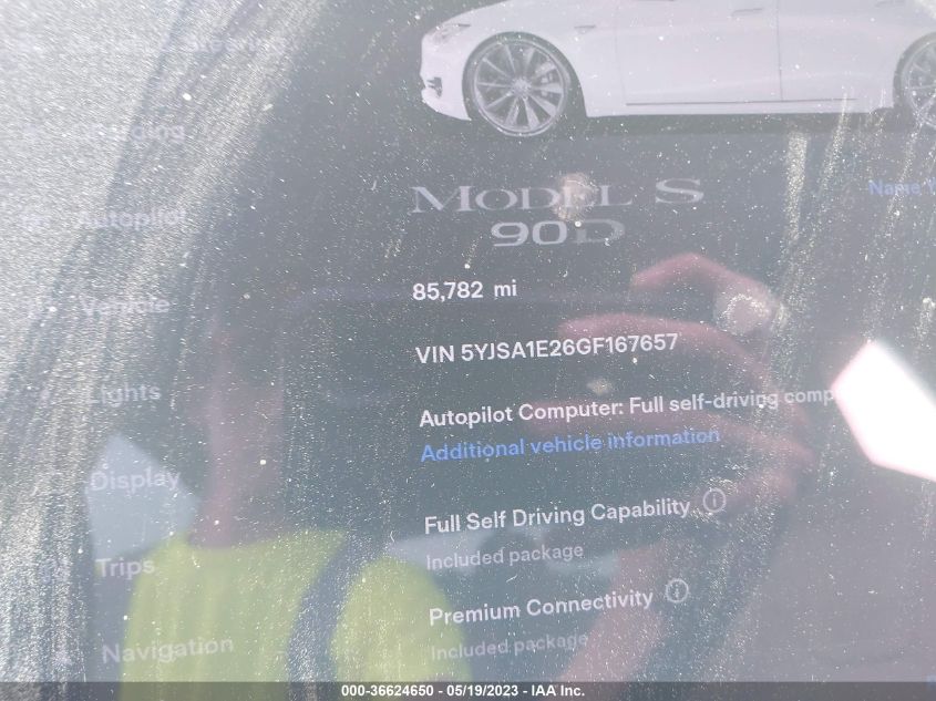 2016 TESLA MODEL S 90D/70D/75D/60D/85D - 5YJSA1E26GF167657