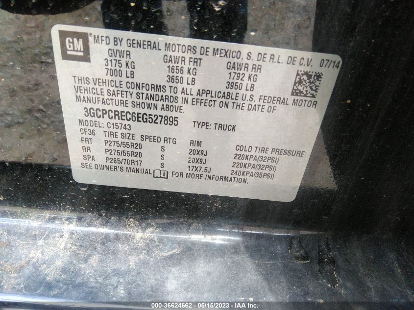 2014 CHEVROLET SILVERADO 1500 LT - 3GCPCREC6EG527895