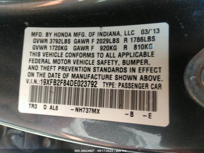2013 HONDA CIVIC SDN EX - 19XFB2F84DE023792