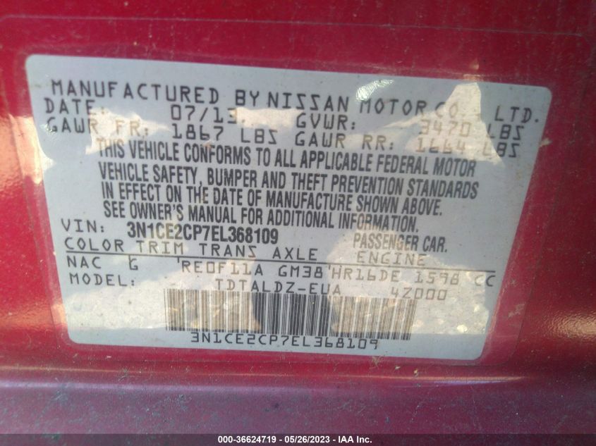 2014 NISSAN VERSA NOTE SV - 3N1CE2CP7EL368109