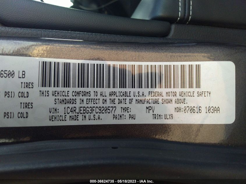 2015 JEEP GRAND CHEROKEE LIMITED - 1C4RJEBG3FC920577