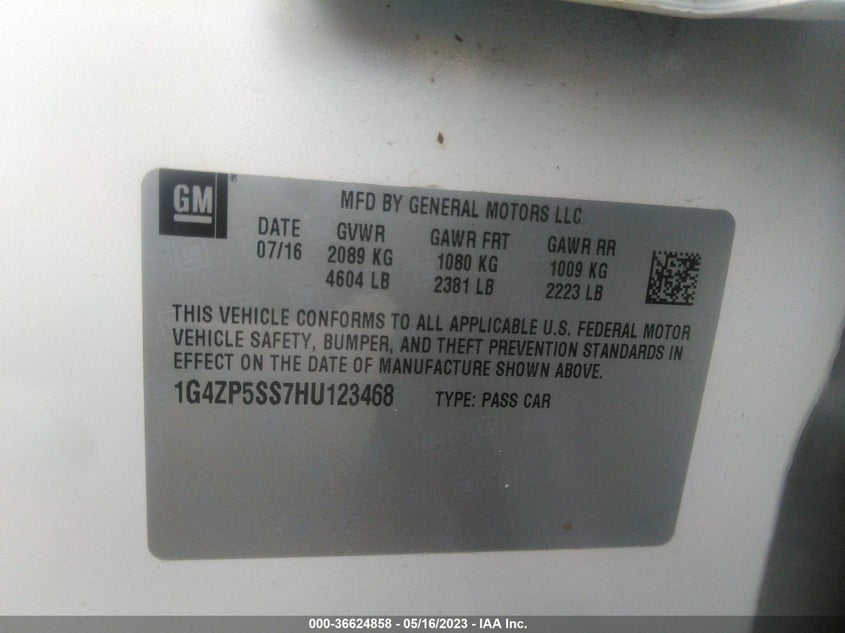 VIN 1G4ZP5SS7HU123468 2017 BUICK LACROSSE ESSENCE
