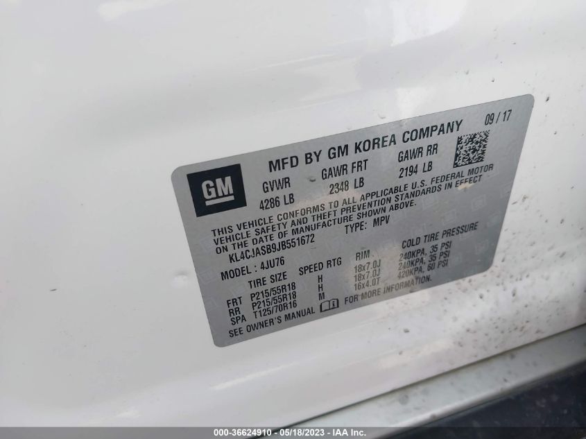 2018 BUICK ENCORE PREFERRED - KL4CJASB9JB551672