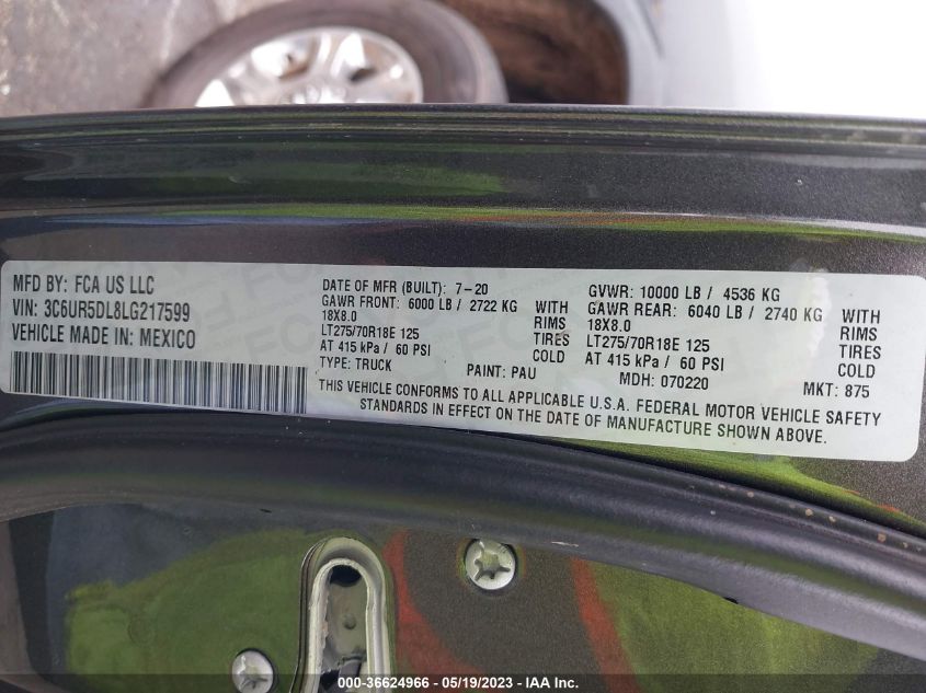 2020 RAM 2500 BIG HORN - 3C6UR5DL8LG217599