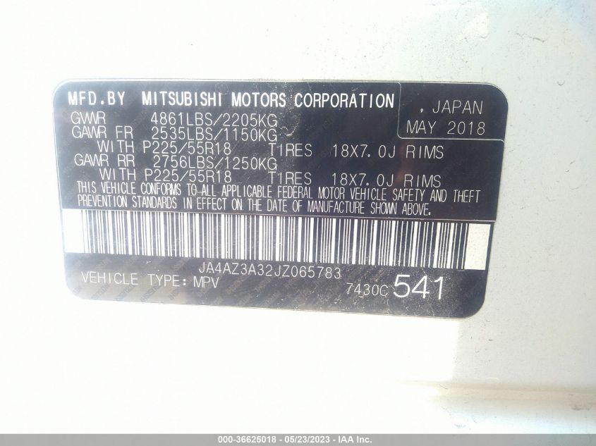 2018 MITSUBISHI OUTLANDER ES/SE/SEL/LE - JA4AZ3A32JZ065783