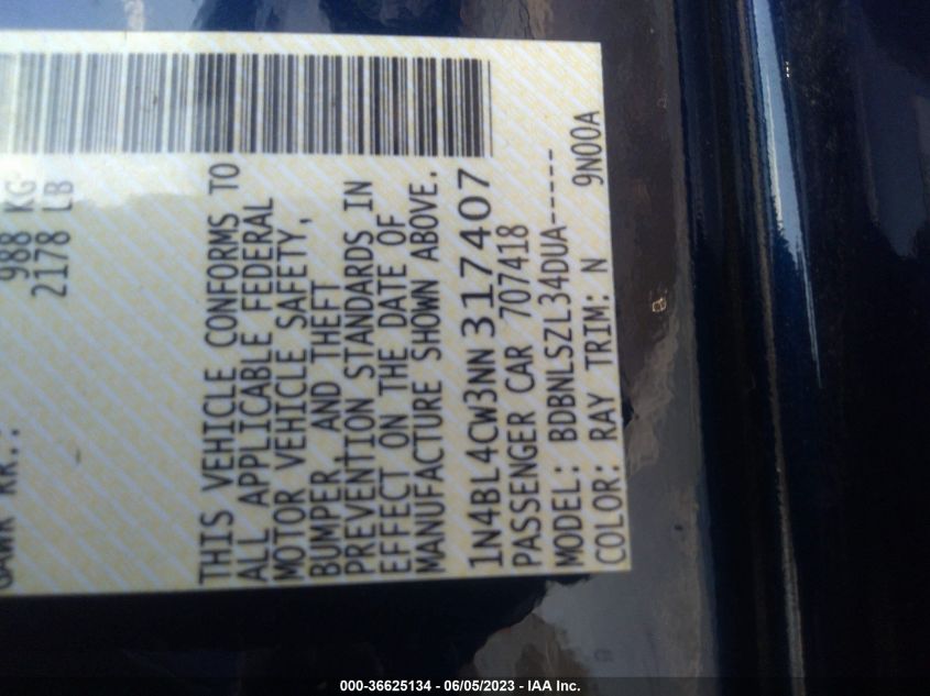 2022 NISSAN ALTIMA 2.5 SR - 1N4BL4CW3NN317407