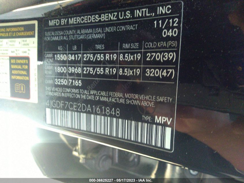 2013 MERCEDES-BENZ GL-CLASS GL 450 4JGDF7CE2DA161848