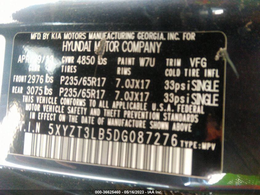 2013 HYUNDAI SANTA FE SPORT - 5XYZT3LB5DG087276