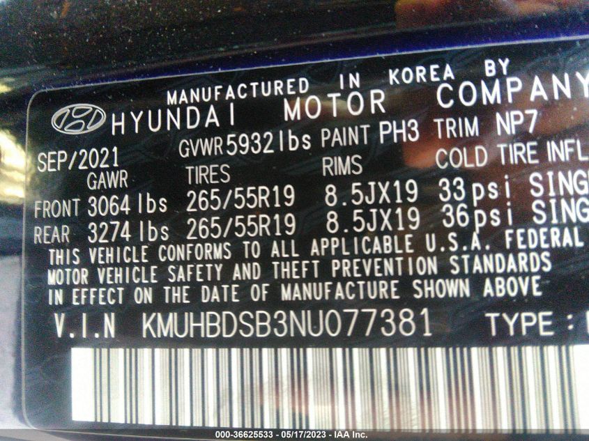 2022 GENESIS GV80 KMUHBDSB3NU077381