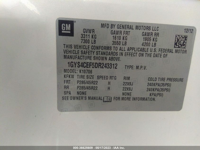 2013 CADILLAC ESCALADE PREMIUM - 1GYS4CEF5DR243312
