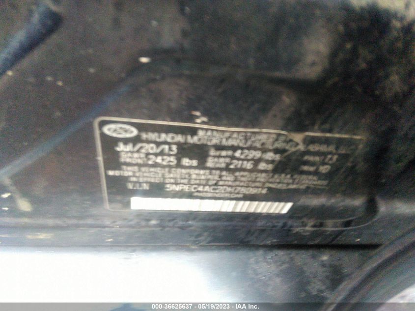 2013 HYUNDAI SONATA LIMITED PZEV - 5NPEC4AC2DH780914