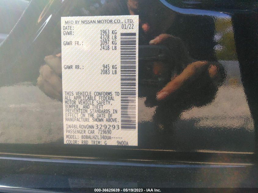 2022 NISSAN ALTIMA 2.5 SV - 1N4BL4DV0NN329293