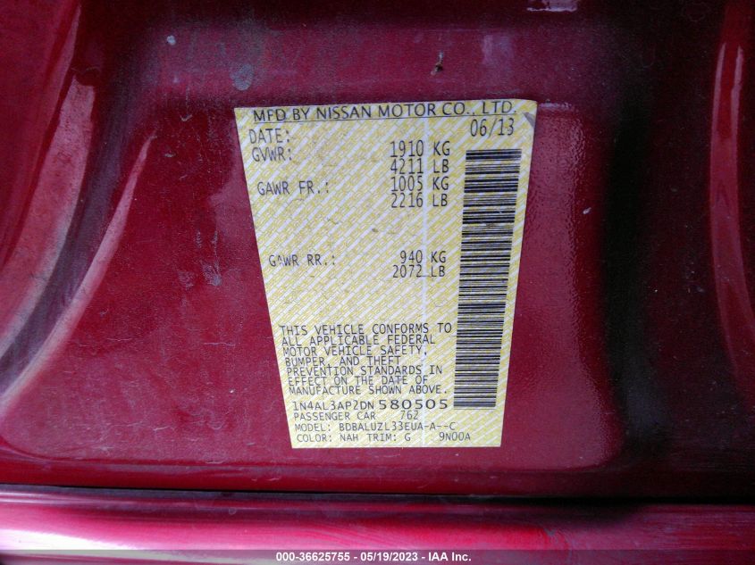 2013 NISSAN ALTIMA 2.5 SV - 1N4AL3AP2DN580505