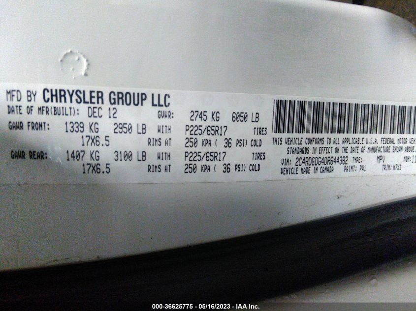 2013 DODGE GRAND CARAVAN CREW - 2C4RDGDG4DR644382