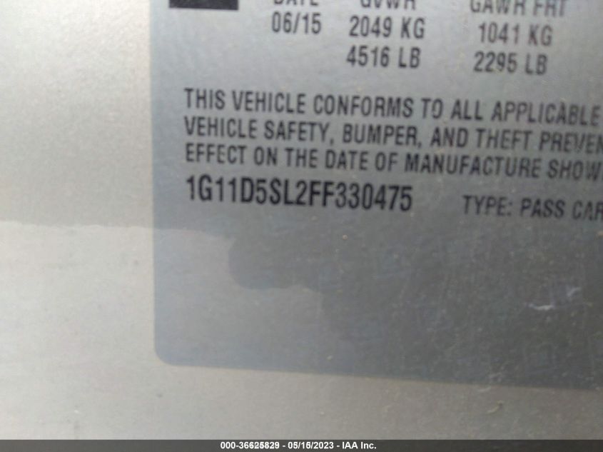 2015 CHEVROLET MALIBU LT - 1G11D5SL2FF330475
