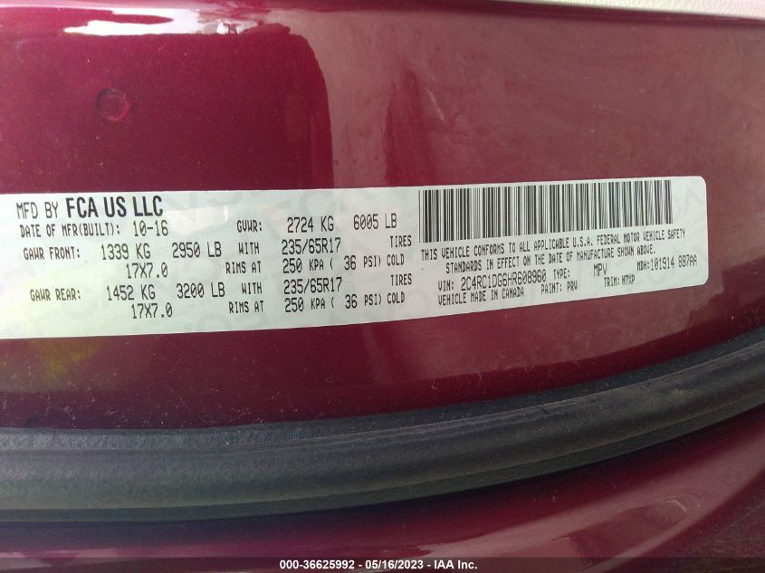 2017 CHRYSLER PACIFICA TOURING - 2C4RC1DG6HR608960