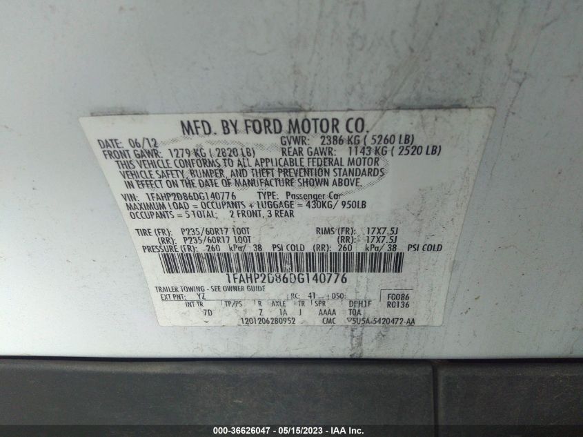 2013 FORD TAURUS SE - 1FAHP2D86DG140776