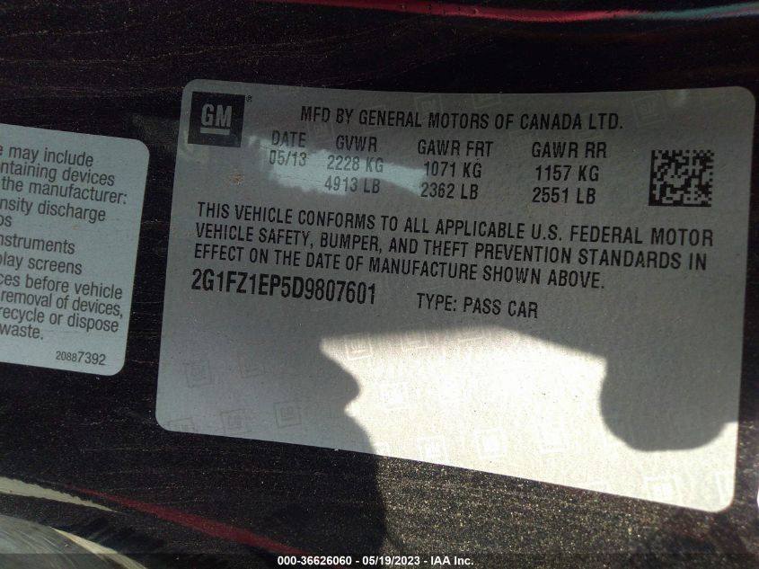 2013 CHEVROLET CAMARO ZL1 - 2G1FZ1EP5D9807601