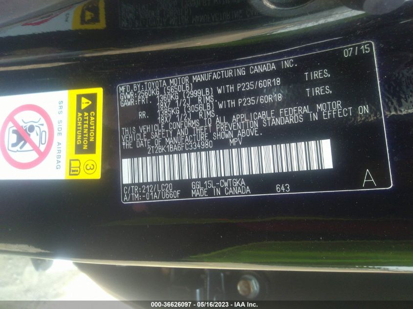 2015 LEXUS RX 350 - 2T2BK1BA6FC334980