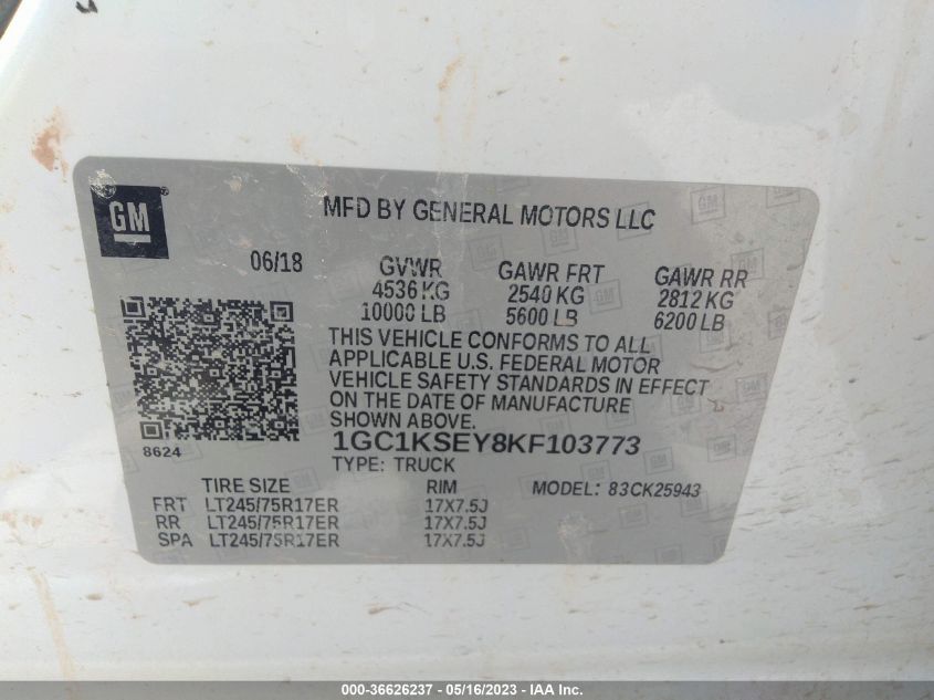 2019 CHEVROLET SILVERADO 2500HD LT - 1GC1KSEY8KF103773
