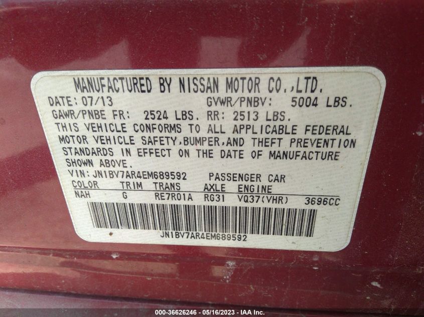 2014 INFINITI Q50 PREMIUM - JN1BV7AR4EM689592