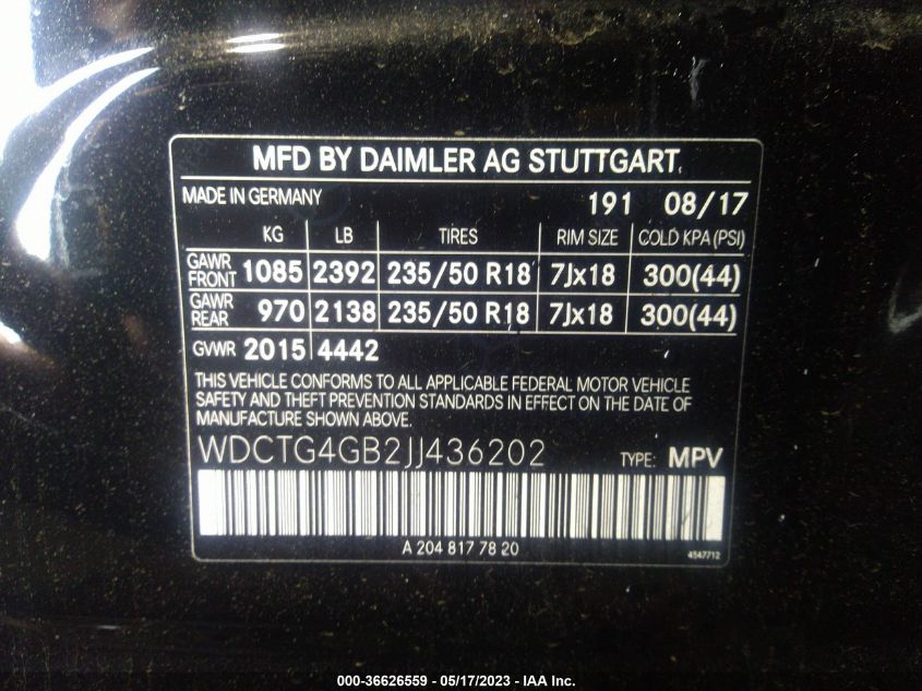 2018 MERCEDES-BENZ GLA GLA 250 - WDCTG4GB2JJ436202